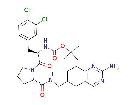 tert-butyl (1R)-2-[(2S)-2-({[(2-amino-5,6,7,8-tetrahydro-6-quinazolinyl)methyl]amino}carbonyl)pyrrolidinyl]1-(3,4-dichlorobenzyl)-2-oxoethylcarbamate