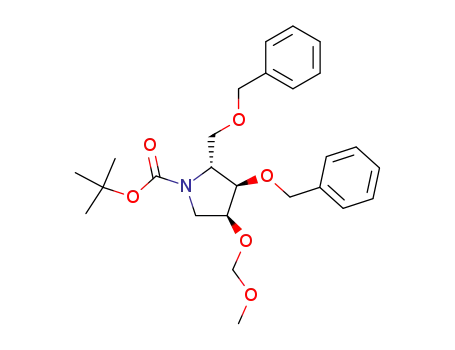 Molecular Structure of 577978-62-2 (1-Pyrrolidinecarboxylic acid,
4-(methoxymethoxy)-3-(phenylmethoxy)-2-[(phenylmethoxy)methyl]-,
1,1-dimethylethyl ester, (2R,3R,4S)-)