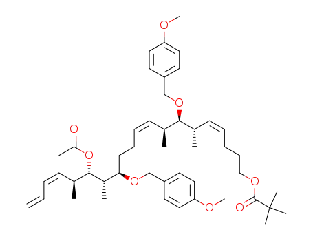 2,2-dimethylpropionic acid (Z,Z,Z)-(6S,7S,8S,13R,14S,15S,16S)-15-acetoxy-7,13-bis(4-methoxybenzyloxy)-6,8,14,16-tetramethyleicosa-4,9,17,19-tetraenyl ester