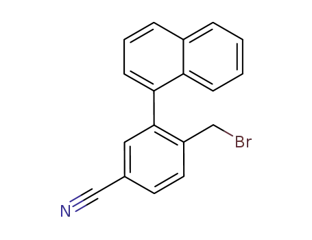 Molecular Structure of 588731-45-7 (Benzonitrile, 4-(bromomethyl)-3-(1-naphthalenyl)-)