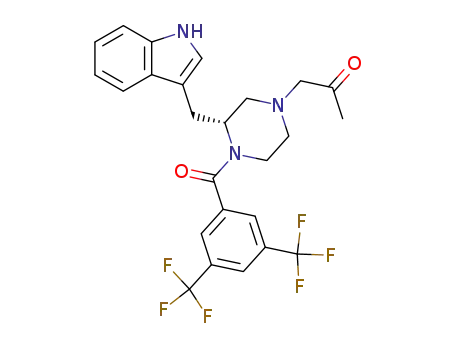 1-[4-(3,5-bis-trifluoromethyl-benzoyl)-3-(1<i>H</i>-indol-3-ylmethyl)-piperazin-1-yl]-propan-2-one