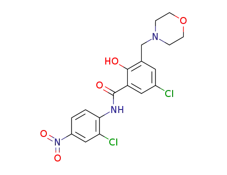 Molecular Structure of 860032-69-5 (5-chloro-N-(2-chloro-4-nitrophenyl)-2-hydroxy-3-(morpholinomethyl)benzamide)