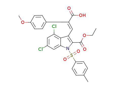 3-[2-carboxy-2-(4-methoxy-phenyl)-vinyl]-4,6-dichloro-1-(toluene-4-sulfonyl)-1<i>H</i>-indole-2-carboxylic acid ethyl ester