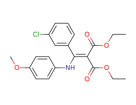 Molecular Structure of 828264-15-9 (Propanedioic acid,
[(3-chlorophenyl)[(4-methoxyphenyl)amino]methylene]-, diethyl ester)