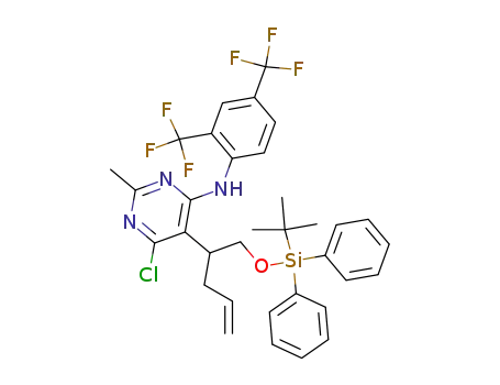 (2,4-bis-trifluoromethyl-phenyl)-{5-[1-(<i>tert</i>-butyl-diphenyl-silanyloxymethyl)-but-3-enyl]-6-chloro-2-methyl-pyrimidin-4-yl}-amine