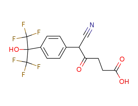 Molecular Structure of 876143-35-0 (5-cyano-4-oxo-5-[4-(2,2,2-trifluoro-1-hydroxy-1-trifluoromethyl-ethyl)-phenyl]-pentanoic acid)