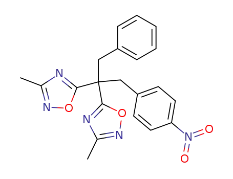 Molecular Structure of 909102-90-5 (1,2,4-Oxadiazole,
5,5'-[1-[(4-nitrophenyl)methyl]-2-phenylethylidene]bis[3-methyl-)