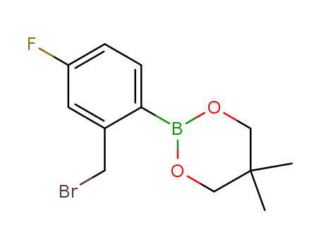 Molecular Structure of 673456-16-1 (2-Bromomethyl-4-fluorophenylboronic acid neopentyl glycol ester)