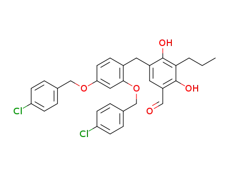 5-[2,4-bis-(4-chloro-benzyloxy)-benzyl]-2,4-dihydroxy-3-propyl-benzaldehyde