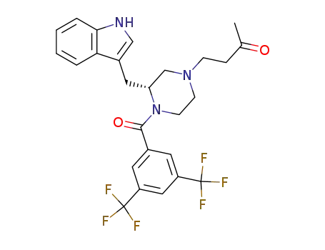 Piperazine,
1-[3,5-bis(trifluoromethyl)benzoyl]-2-(1H-indol-3-ylmethyl)-4-(3-oxobutyl)
-, (2R)-