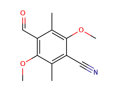 Molecular Structure of 807628-70-2 (Benzonitrile, 4-formyl-2,5-dimethoxy-3,6-dimethyl- (9CI))