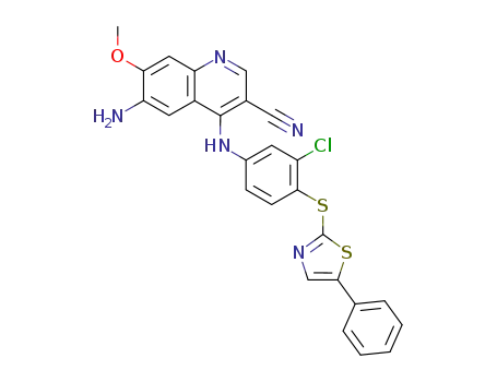 6-amino-4-[3-chloro-4-(5-phenylthiazol-2-ylsulfanyl)phenylamino]-7-methoxyquinoline-3-carbonitrile