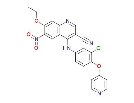 Molecular Structure of 263171-08-0 (3-Quinolinecarbonitrile,
4-[[3-chloro-4-(4-pyridinyloxy)phenyl]amino]-7-ethoxy-6-nitro-)