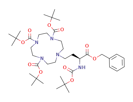 Molecular Structure of 853947-75-8 (4-[tris(N-tert-butyloxycarbonyl)cyclen]-2-N-tert-butyloxycarbonylaminobutanoic acid benzyl ester)