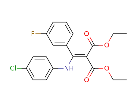 Molecular Structure of 828264-11-5 (Propanedioic acid, [[(4-chlorophenyl)amino](3-fluorophenyl)methylene]-,
diethyl ester)