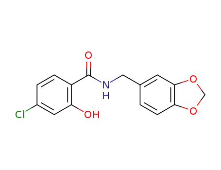Molecular Structure of 676435-25-9 (Benzamide, N-(1,3-benzodioxol-5-ylmethyl)-4-chloro-2-hydroxy-)
