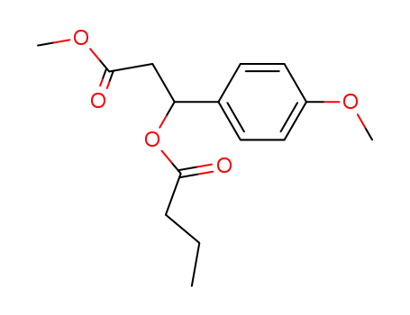 Benzenepropanoic acid, 4-methoxy-b-(1-oxobutoxy)-, methyl ester