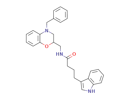 Molecular Structure of 282520-57-4 (<i>N</i>-(4-benzyl-3,4-dihydro-2<i>H</i>-benzo[1,4]oxazin-2-ylmethyl)-4-(1<i>H</i>-indol-3-yl)-butyramide)