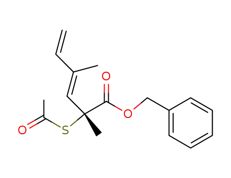 3,5-Hexadienoic acid, 2-(acetylthio)-2,4-dimethyl-, phenylmethyl ester,
(2R,3E)-