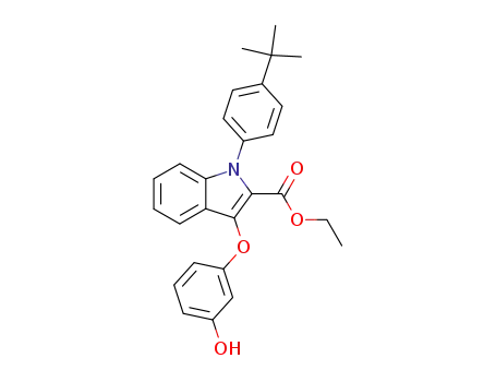 Molecular Structure of 911817-00-0 (1H-Indole-2-carboxylic acid,
1-[4-(1,1-dimethylethyl)phenyl]-3-(3-hydroxyphenoxy)-, ethyl ester)