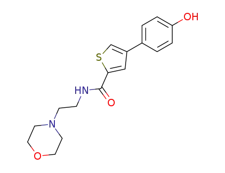 Molecular Structure of 666721-21-7 (2-Thiophenecarboxamide,
4-(4-hydroxyphenyl)-N-[2-(4-morpholinyl)ethyl]-)