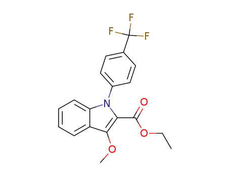 Molecular Structure of 911814-20-5 (1H-Indole-2-carboxylic acid, 3-methoxy-1-[4-(trifluoromethyl)phenyl]-,
ethyl ester)