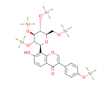 Molecular Structure of 1029605-66-0 (7-hydroxy-3-(4-trimethylsilanyloxy-phenyl)-8-(3,4,5-tris-trimethylsilanyloxy-6-trimethylsilanyloxy-methyl-tetrahydro-pyran-2-yl)-chromen-4-one)