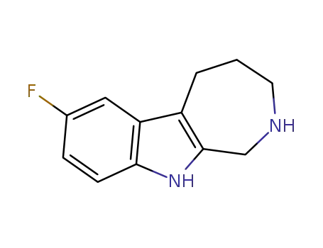 Molecular Structure of 919120-52-8 (Azepino[3,4-b]indole, 7-fluoro-1,2,3,4,5,10-hexahydro-)