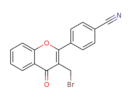 Molecular Structure of 905601-28-7 (Benzonitrile, 4-[3-(bromomethyl)-4-oxo-4H-1-benzopyran-2-yl]-)