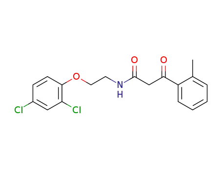 Molecular Structure of 927187-35-7 (Benzenepropanamide,
N-[2-(2,4-dichlorophenoxy)ethyl]-2-methyl-b-oxo-)