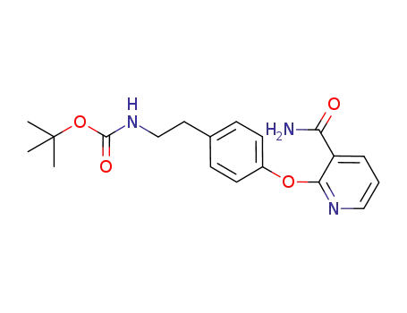 Molecular Structure of 676496-31-4 (Carbamic acid, [2-[4-[[3-(aminocarbonyl)-2-pyridinyl]oxy]phenyl]ethyl]-,
1,1-dimethylethyl ester)