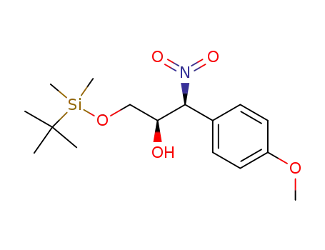 Molecular Structure of 909023-11-6 ((1S,2R)-3-(tert-Butyl-dimethyl-silanyloxy)-1-(4-methoxy-phenyl)-1-nitro-propan-2-ol)