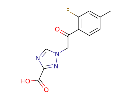 Molecular Structure of 913237-93-1 (1-[2-(2-fluoro-4-methyl-phenyl)-2-oxo-ethyl]-1<i>H</i>-[1,2,4]triazole-3-carboxylic acid)