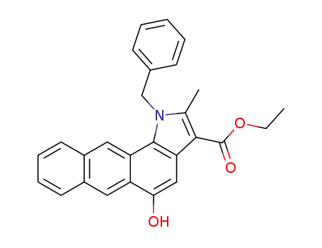 Molecular Structure of 38445-11-3 (1-benzyl-5-hydroxy-2-methyl-1<i>H</i>-naphtho[2,3-<i>g</i>]indole-3-carboxylic acid ethyl ester)