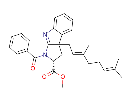 (R)-1-Benzoyl-3a-((E)-3,7-dimethyl-octa-2,6-dienyl)-1,2,3,3a-tetrahydro-pyrrolo[2,3-b]indole-2-carboxylic acid methyl ester