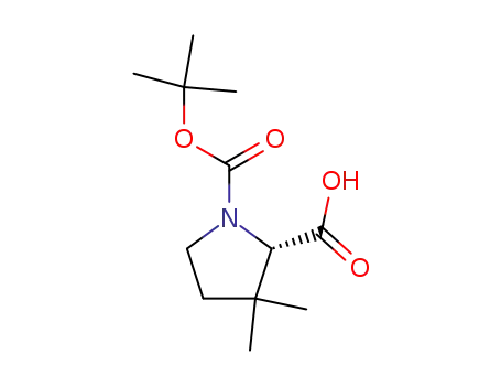 Molecular Structure of 174060-98-1 ((S)-N-Boc-3,3-dimethylpyrrolidine-2-carboxylic acid)