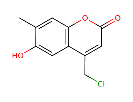 Molecular Structure of 845637-29-8 (4-CHLOROMETHYL-6-HYDROXY-7-METHYL-CHROMEN-2-ONE)