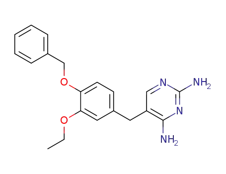 Molecular Structure of 98612-08-9 (2,4-Pyrimidinediamine, 5-[[3-ethoxy-4-(phenylmethoxy)phenyl]methyl]-)