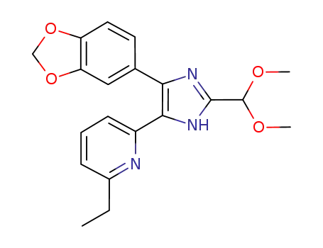 Molecular Structure of 945244-62-2 (4-(benzo[1,3]dioxol-5-yl)-2-(dimethoxymethyl)-5-(6-ethylpyridin-2-yl)-1H-imidazole)