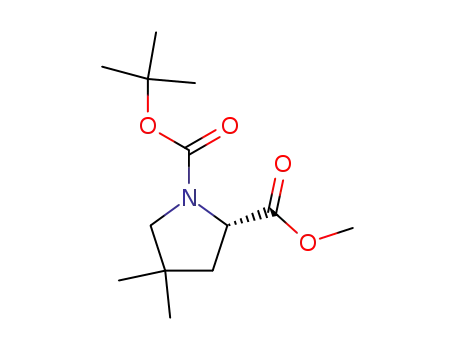 Molecular Structure of 138423-86-6 ((S)-1-(tert-Butoxycarbonyl)-4,4-dimethylpyrrolidine-2-carboxylic acid)