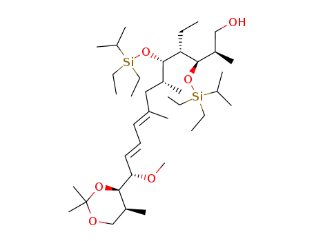 Molecular Structure of 213408-76-5 ((8E,10E)-(2R,3R,4S,5S,6R,12S)-3,5-Bis-(diethyl-isopropyl-silanyloxy)-4-ethyl-12-methoxy-2,6,8-trimethyl-12-((4R,5S)-2,2,5-trimethyl-[1,3]dioxan-4-yl)-dodeca-8,10-dien-1-ol)