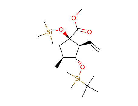 Molecular Structure of 886220-95-7 ((1R,2S,3R,4S)-3-(tert-Butyl-dimethyl-silanyloxy)-4-methyl-1-trimethylsilanyloxy-2-vinyl-cyclopentanecarboxylic acid methyl ester)