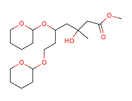 Molecular Structure of 876370-67-1 (Heptanoic acid,
3-hydroxy-3-methyl-5,7-bis[(tetrahydro-2H-pyran-2-yl)oxy]-, methyl ester)