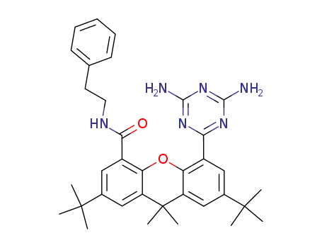Molecular Structure of 347161-83-5 (2,7-di-tert-butyl-5-(4,6-diamino-[1.3.5]triazin-2-yl)-9,9-dimethyl-9H-xanthene-4-carboxylic acid phenethylamide)
