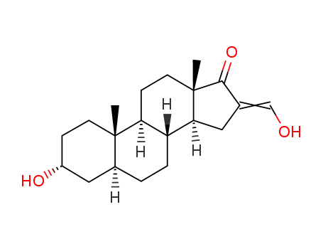 Molecular Structure of 98391-23-2 ((3α,5α)-3-hydroxy-16-hydroxymethyleneandrostan-17-one)