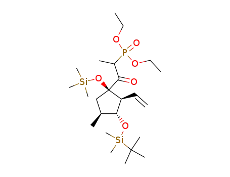 Molecular Structure of 886220-87-7 ({2-[(1R,2S,3R,4S)-3-(tert-Butyl-dimethyl-silanyloxy)-4-methyl-1-trimethylsilanyloxy-2-vinyl-cyclopentyl]-1-methyl-2-oxo-ethyl}-phosphonic acid diethyl ester)