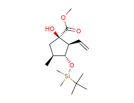 Molecular Structure of 666856-39-9 ((1R,2S,3R,4S)-3-(tert-Butyl-dimethyl-silanyloxy)-1-hydroxy-4-methyl-2-vinyl-cyclopentanecarboxylic acid methyl ester)