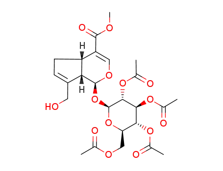 Molecular Structure of 54621-24-8 ((1S,4aS,7aS)-7-Hydroxymethyl-1-((2S,3R,4S,5R,6R)-3,4,5-triacetoxy-6-acetoxymethyl-tetrahydro-pyran-2-yloxy)-1,4a,5,7a-tetrahydro-cyclopenta[c]pyran-4-carboxylic acid methyl ester)