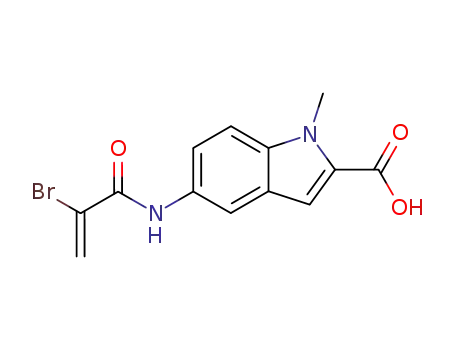 Molecular Structure of 245358-71-8 (1H-Indole-2-carboxylic acid,
5-[(2-bromo-1-oxo-2-propenyl)amino]-1-methyl-)