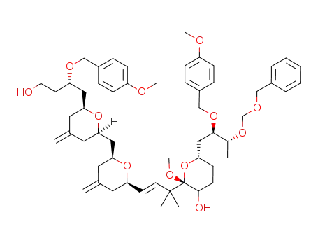 6-[3-benzyloxymethoxy-2-(4-methoxy-benzyloxy)-butyl]-2-[3-(6-{6-[4-hydroxy-2-(4-methoxy-benzyloxy)-butyl]-4-methylene-tetrahydro-pyran-2-ylmethyl}-4-methylene-tetrahydro-pyran-2-yl)-1,1-dimethyl-allyl]-2-methoxy-tetrahydro-pyran-3-ol